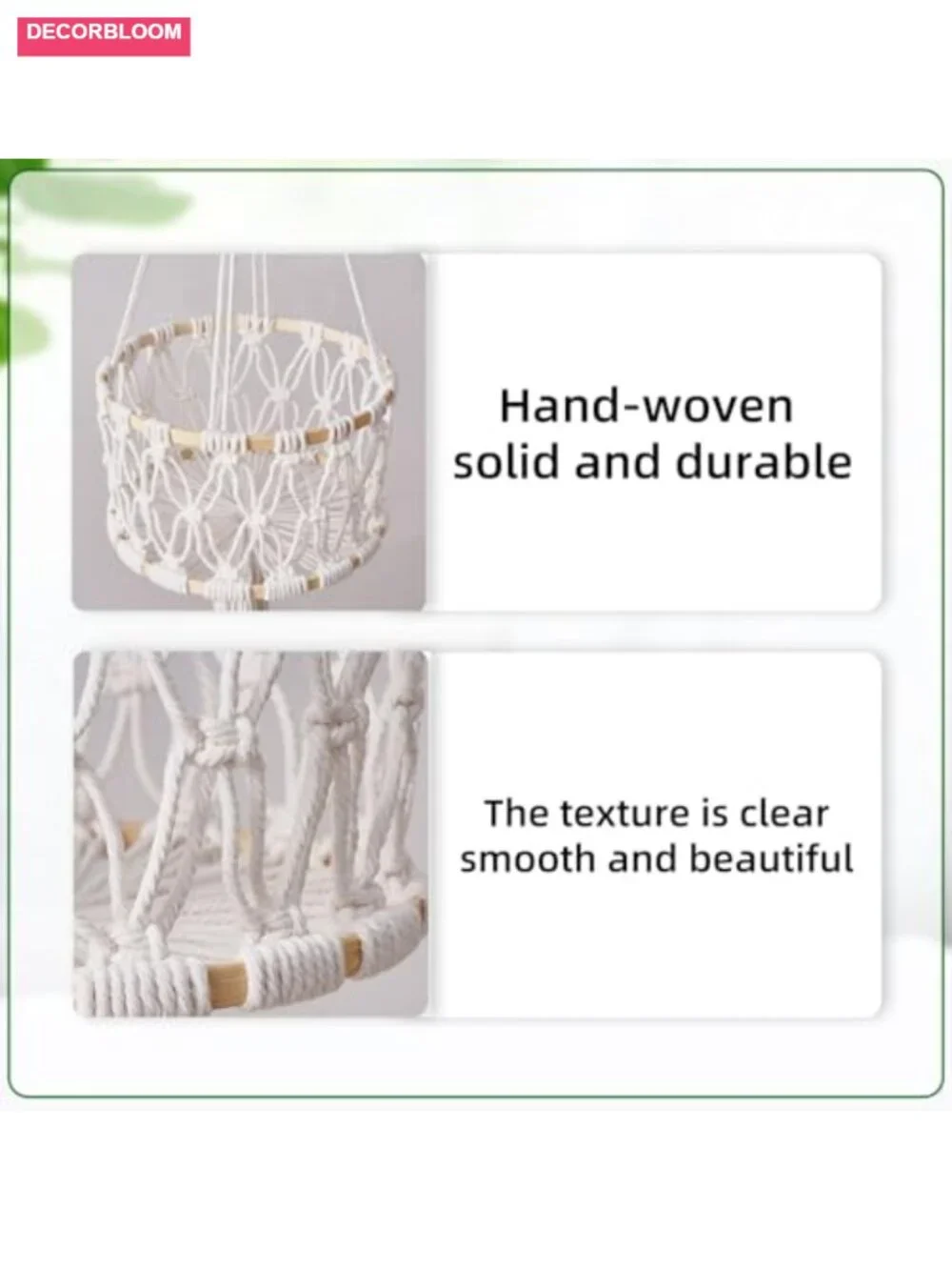 3-Tier Macrame Hanging Basket - Cotton Rope Fruit & Vegetable Storage Kitchen